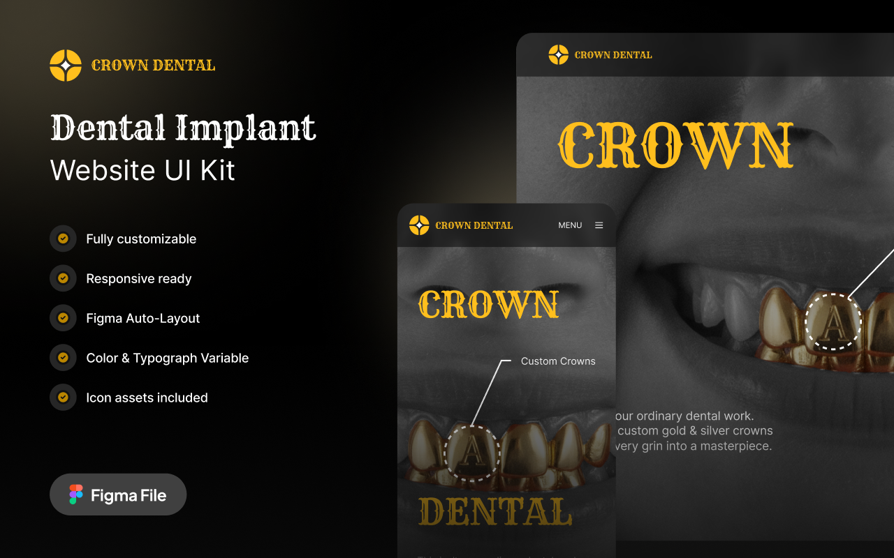 Kelas Crown - Dental Figma Template UI Kit di BuildWithAngga